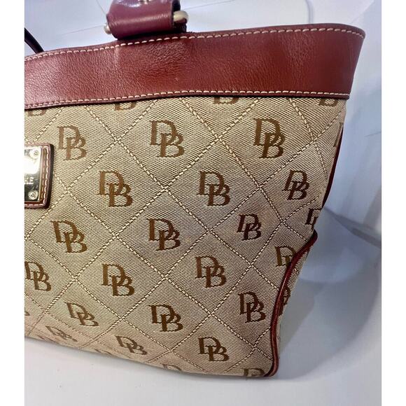FINAL CLEARANCE! Dooney & Bourke AUTHENTIC VINTAGE Tan & Brown Handbag Purse - Picture 3 of 14
